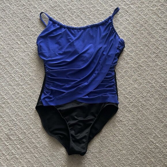 Magicsuit Other - MagicSuit Lisa Draped One Piece Swimsuit Size 12 Blue Tummy Control Slimming